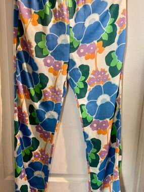 Zara Blue Floral Boot-Cut Pants